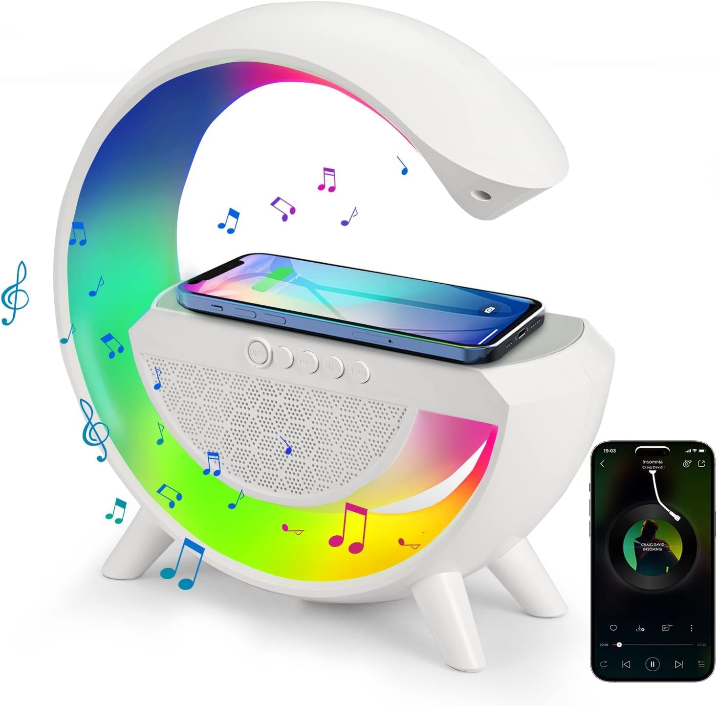 LED Lamp Night Light Wireless Bluetooth Stereo Speaker with Wireless Charger Stand LED Lamp Night Light Wireless Bluetooth Stereo Speaker with Wireless Charger Stand